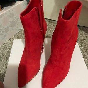Red suede leith booties